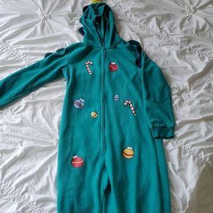 Christmas tree pajama onzie with hood